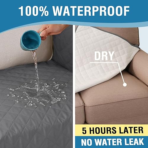 Miniatura 3 de H.VERSAILTEX Fundas de sofá modulares 100% impermeables en forma de L, funda de sofá de 2 piezas con funda de diván, protector duradero de muebles