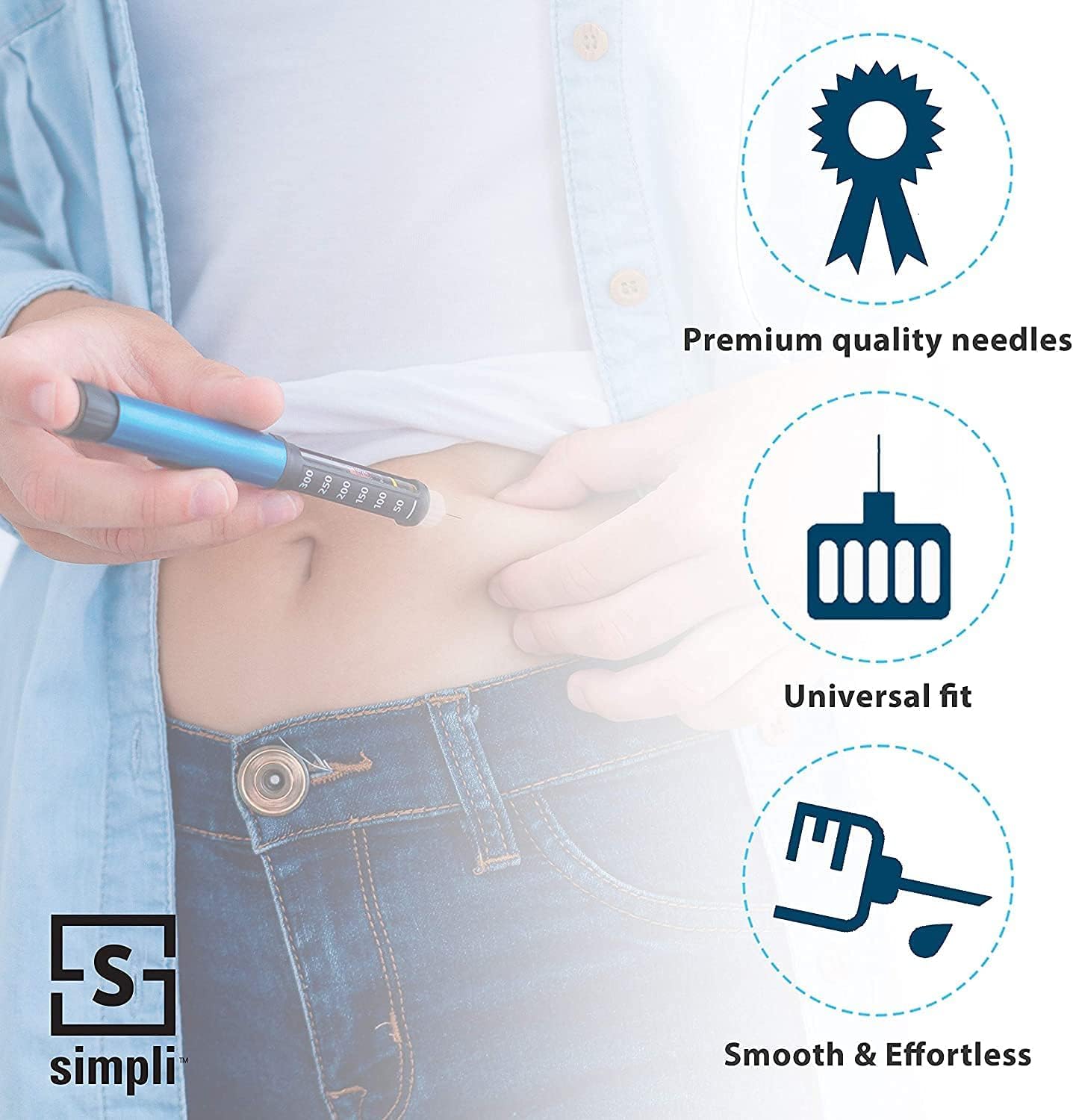 SIMPLI Insulin Pen Needles 6mm (1/4”) x 32G Mini, 90 Count: for at-Home Insulin Injections, Compatible with Most Pen Injector Devices