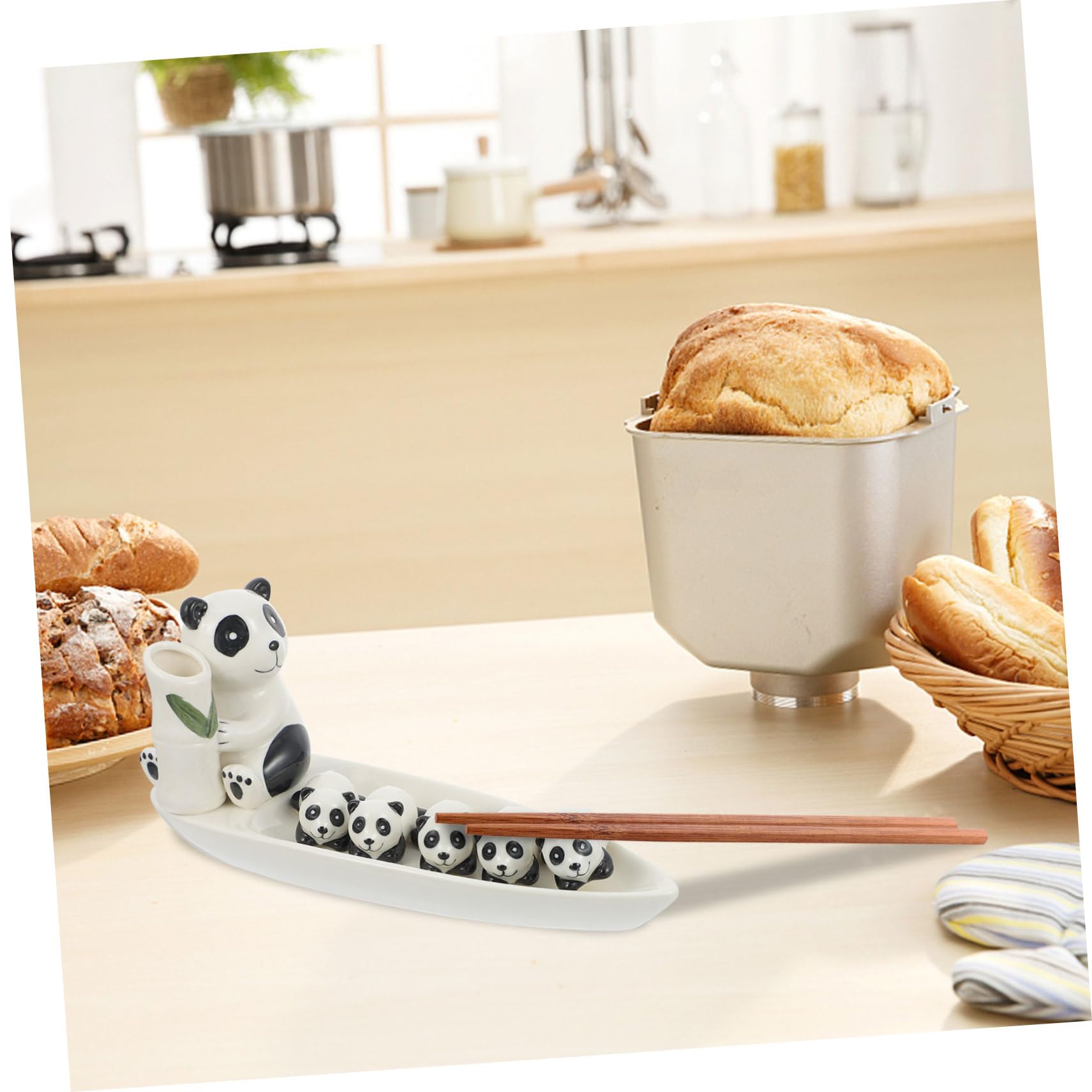 MAGICLULU Repose-Baguettes Panda en Céramique, 1 Set Blanc pour Baguettes