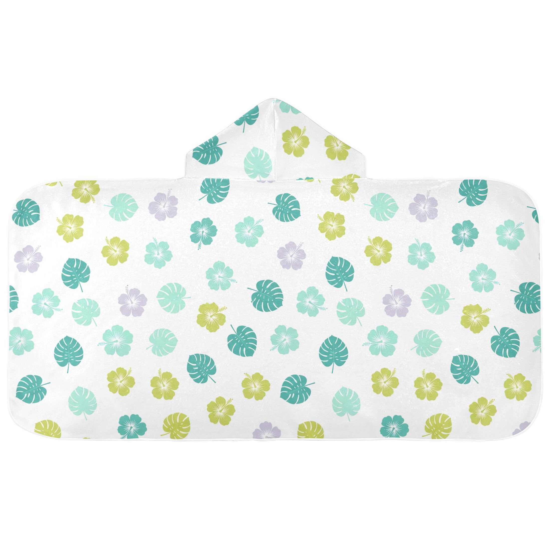 Fuauuyl Hibiscus Monstera Leaves Hooded Baby Bath Towel Soft & Breathable Towel for Newborns Infants Toddlers, Nursery Essential