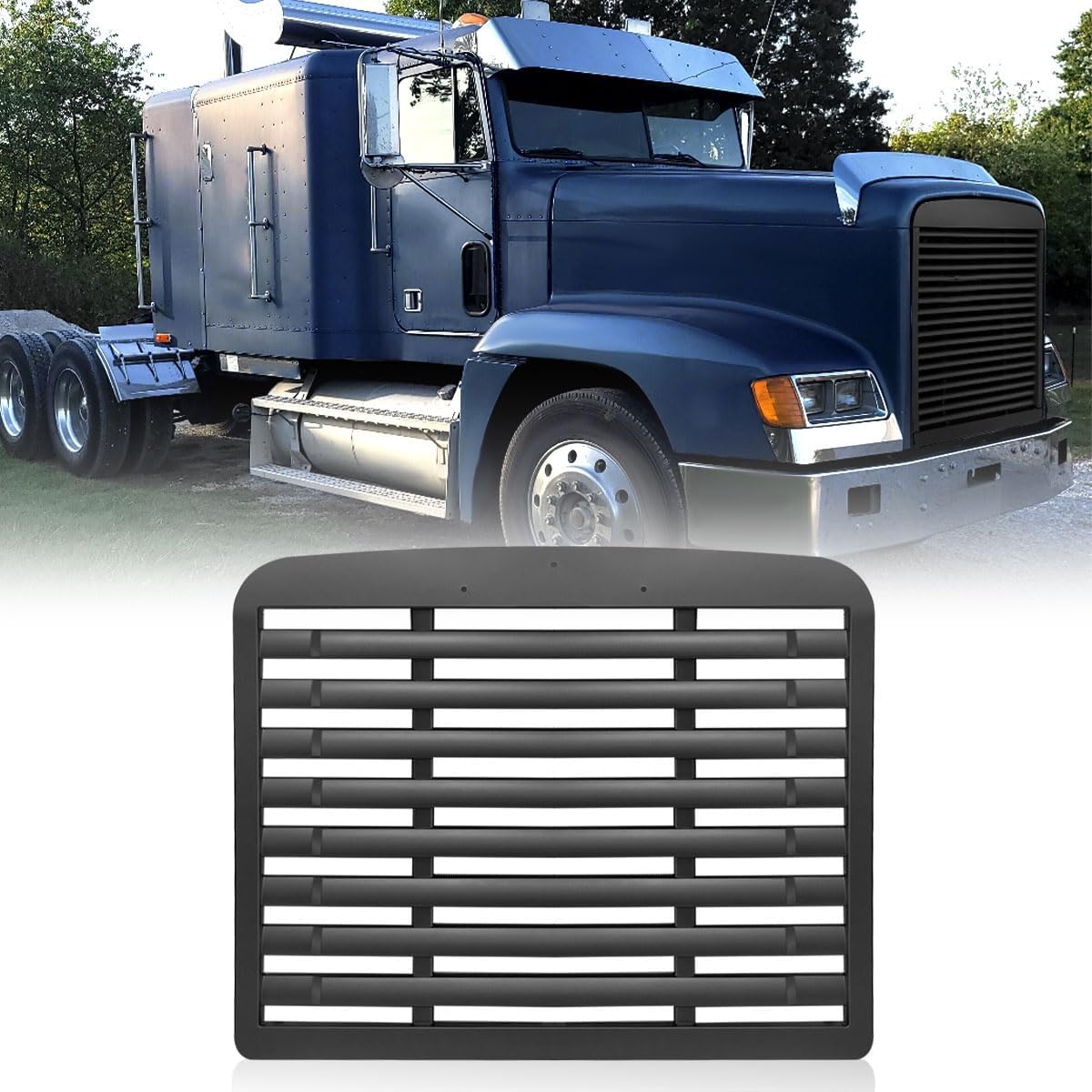 Front Black Grille Without Bug Screen Compatible With 1990-2020 Freightliner FL 112 120