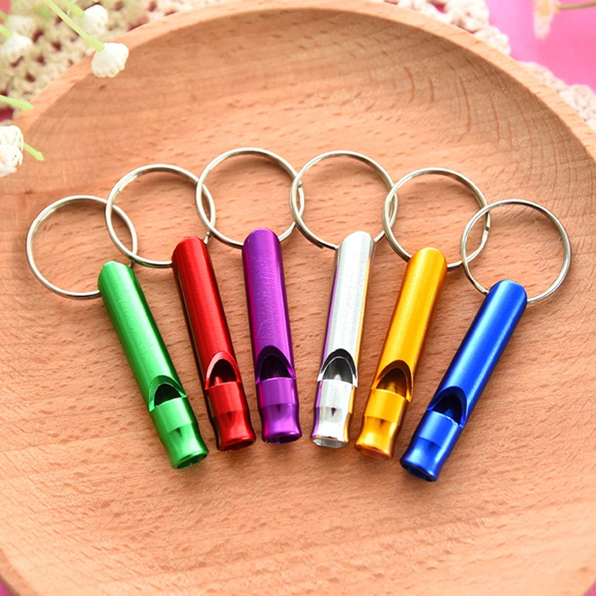 ZHONGJIUYUAN 100 Stück Aluminium-Legierung Outdoor Notfall Survival Camping Wandern Sicherheit Rettung Erste Hilfe Schlüsselanhänger Pfeife Zugpfeife (zufällige Farbe)
