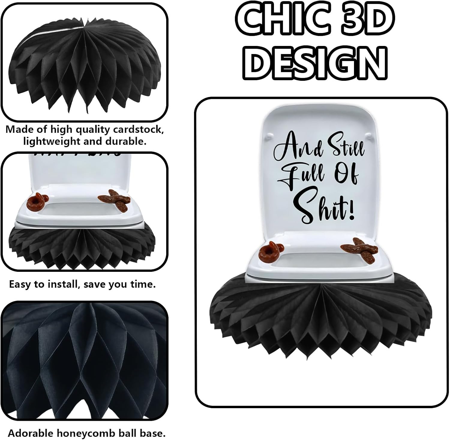 9pcs Poop Closestool Honeycomb Centerpieces Funny Theme Party Decorations for Men Women Happy Birthday Party Table Toppers Supplies Decor