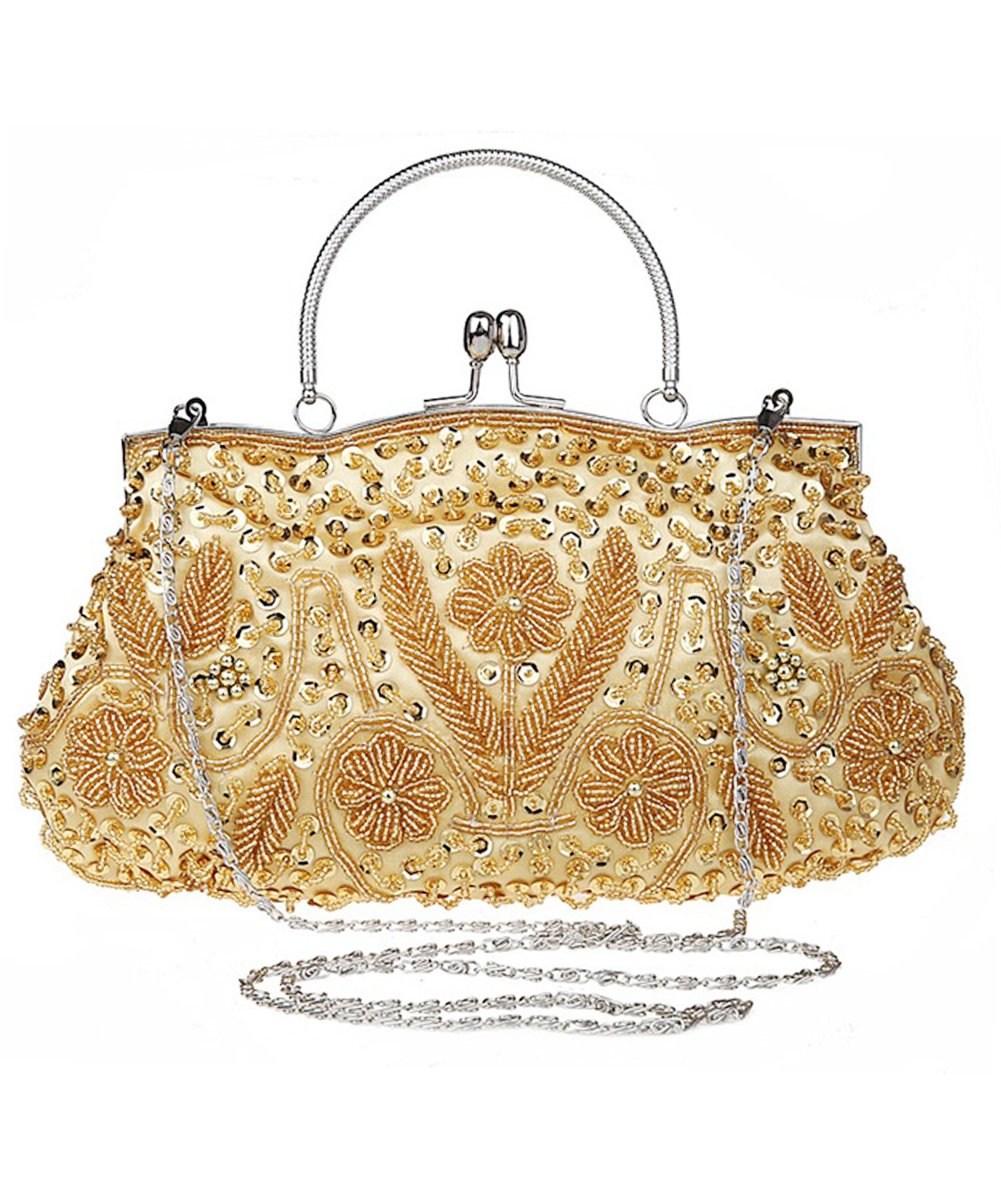 Satin Purse Evening Handbags Wedding Bag Beaded Sequins Clutch for Party