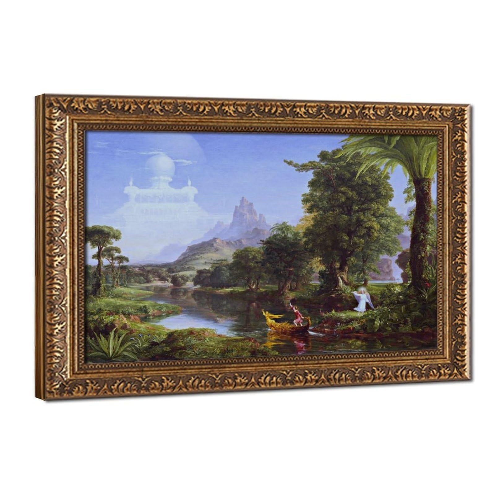 WCYB The Voyage of Life Youth by Thomas Cole Posters Prints Canvas Deco Paintings Wall Art Hangable Frame 12" L X 18" W