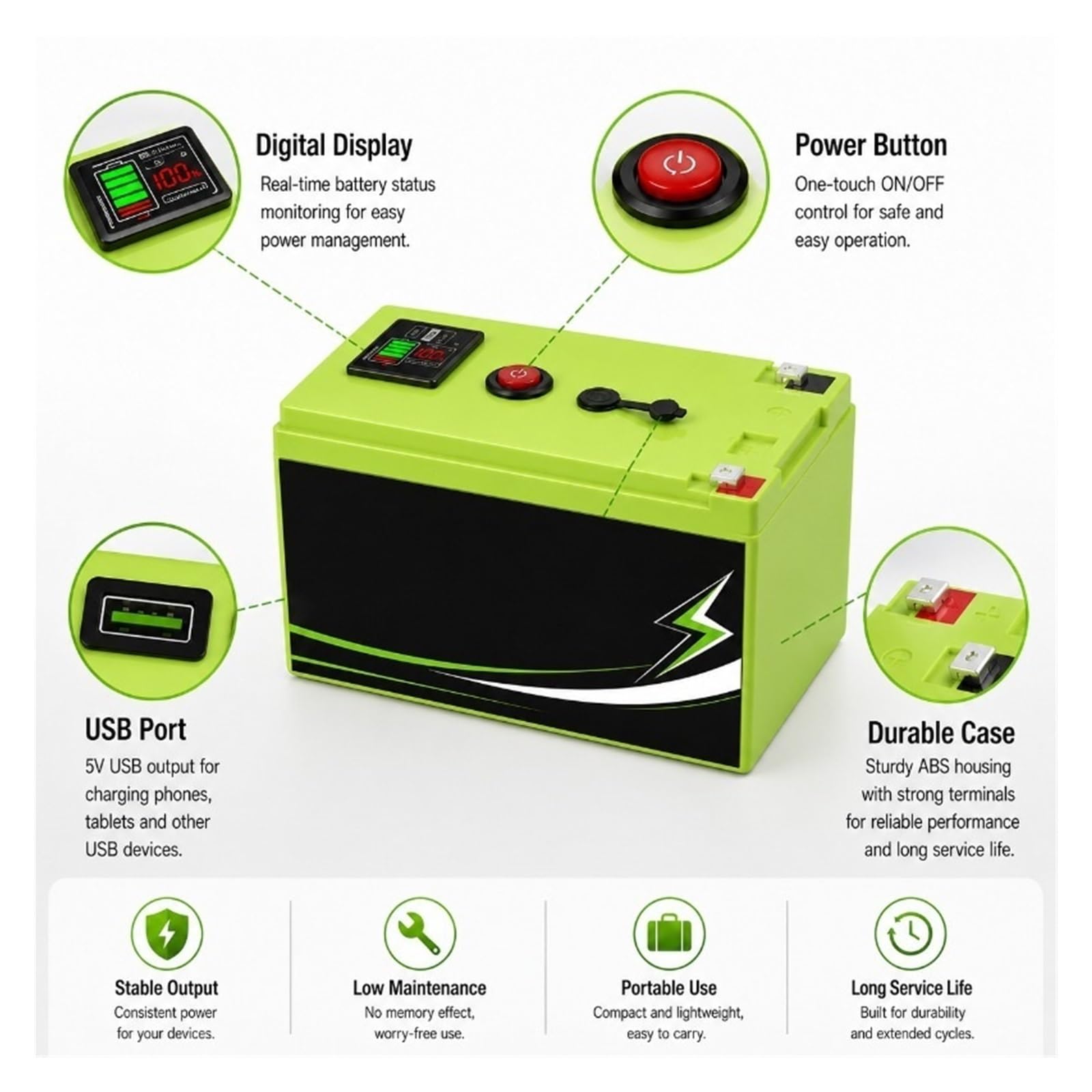 Batteria 12V 160Ah 180Ah 200Ah LiFePO4 Display USB | Port Deep Cycle for pacco batteria di backup UPS da campeggio solare for camper(1PC 160AH)