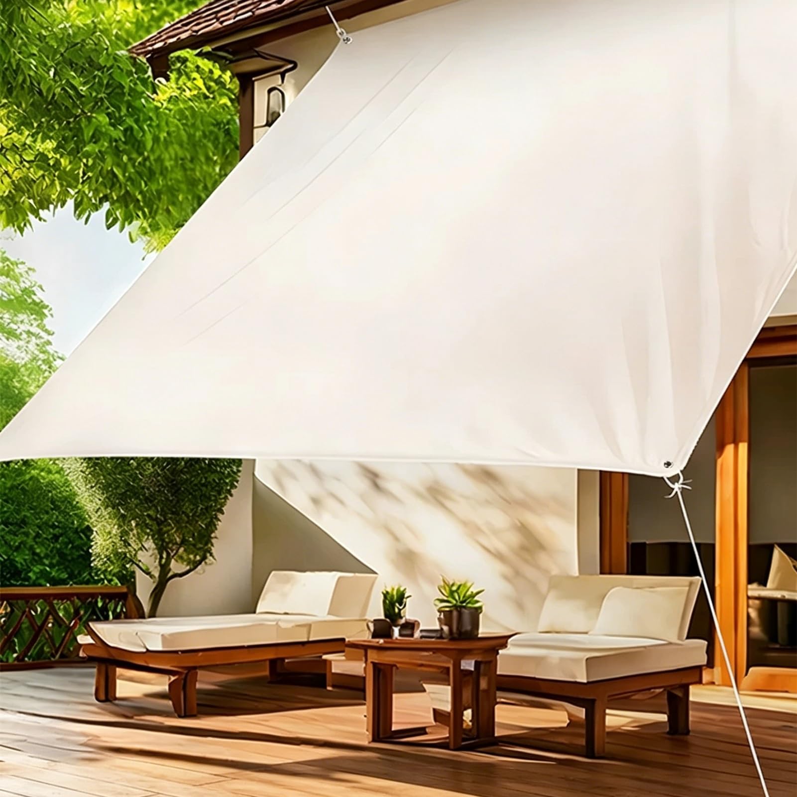 Waterproof Tarp with Eyelets, Heavy Duty Beige PVC Tarps 1x1.5m 1.2x1.5m 1.8x2.4m 2x3m 3x4m 6x8m for Truck Pool Cover, Tent Footprint, Rain Shelter(4x4m(13.1ftx13.1ft))