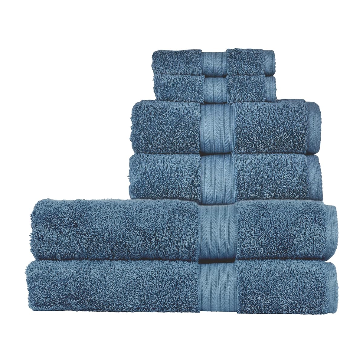 Christy Renaissance 6 Piece Bath Sheet Set | Denim Blue | 100% Egyptian Cotton Pile | Luxuriously Soft and Super Absorbent | 675 GSM | 2 Bath Sheets 2 Hand Towels 2 Face Cloths
