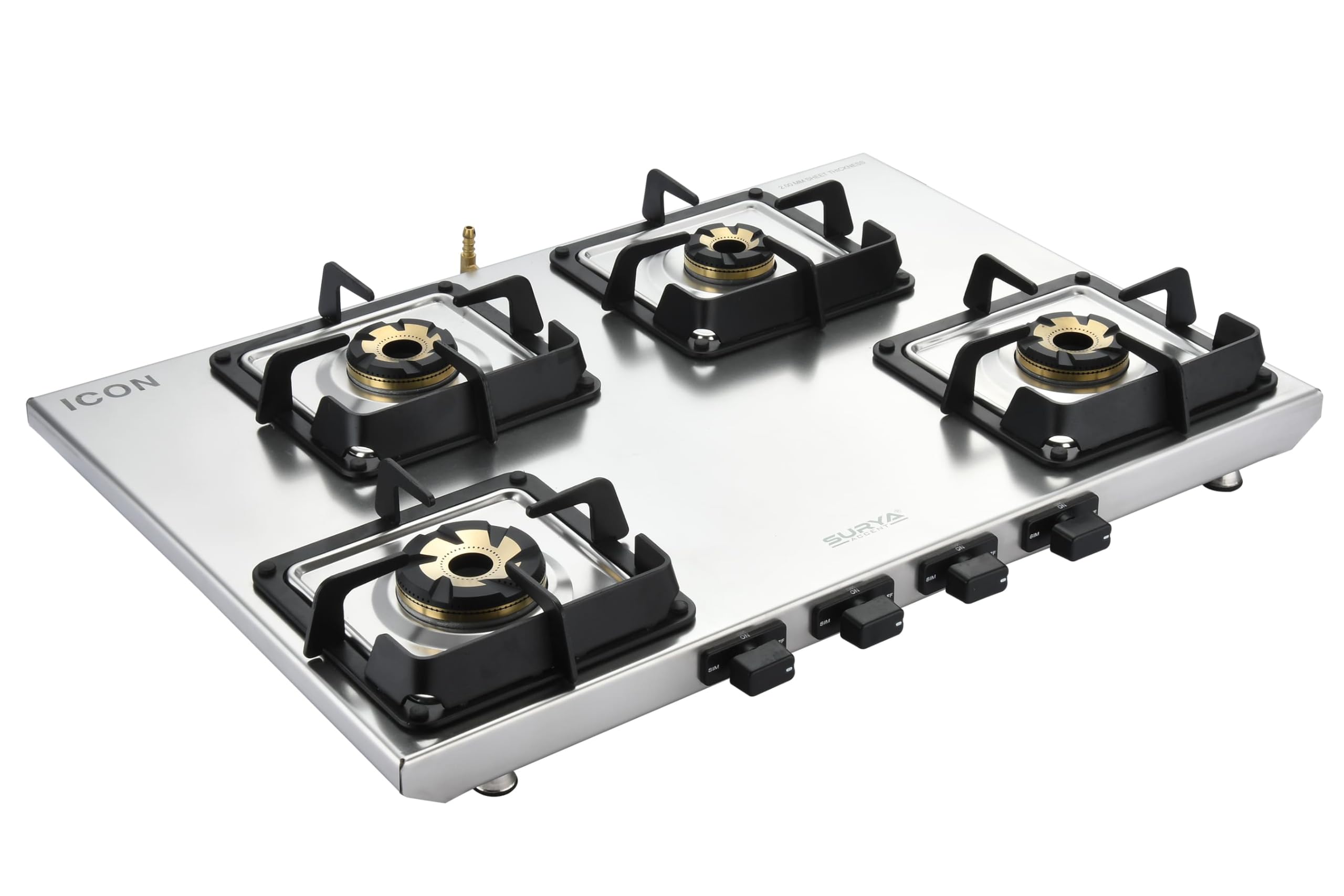 Surya Accent Icon 4B SS Twirl Burner Glass | 3D Brass Burners | Toughened Glass Metal Knobs-image-12