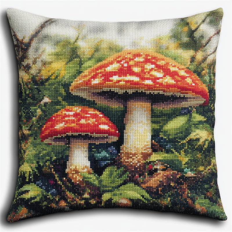 Amazon.com: Walluminati Needlepoint Pillow Kit, Red Mushroom
