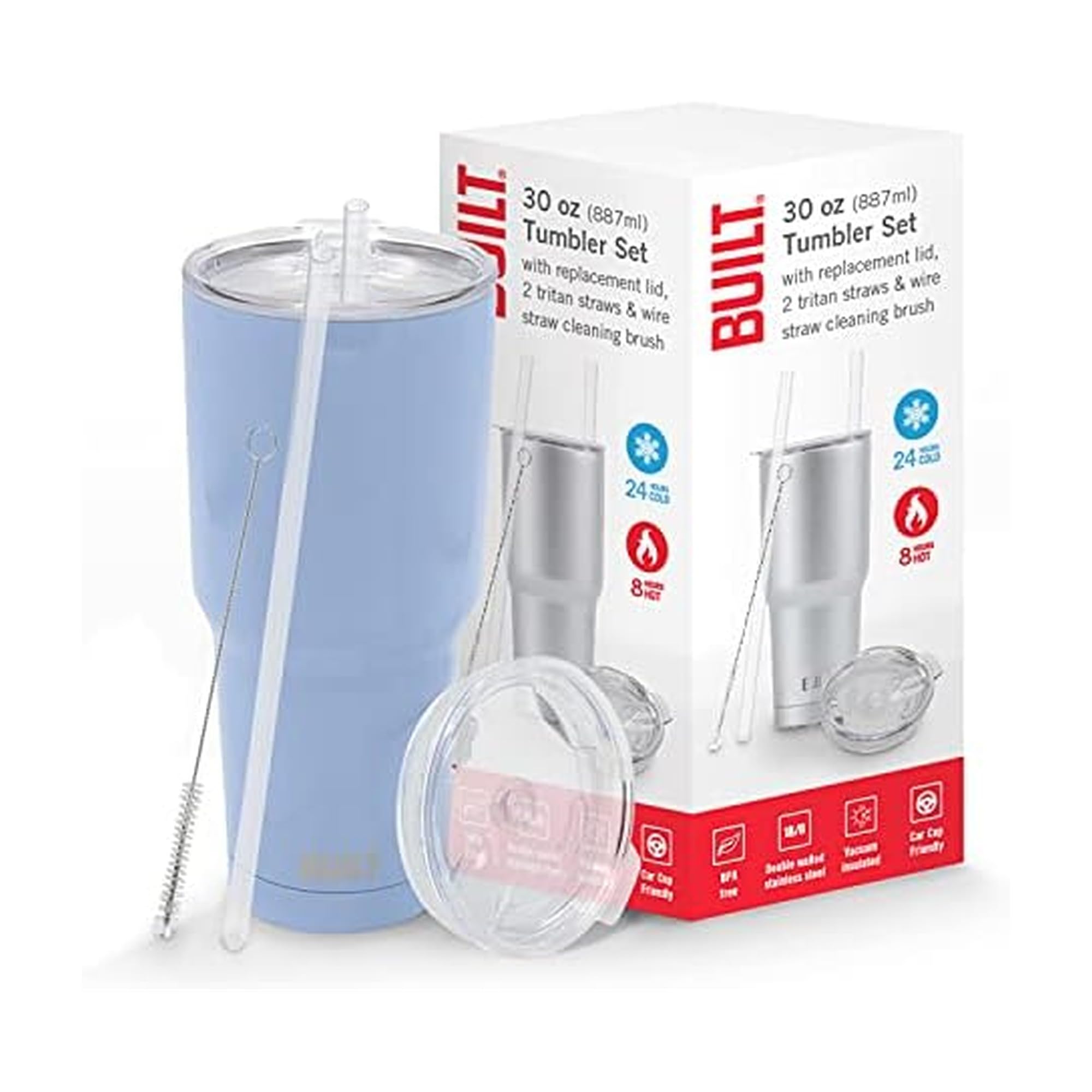 Gobelet acier inoxydable BUILT bleu céruléen en coffret cadeau