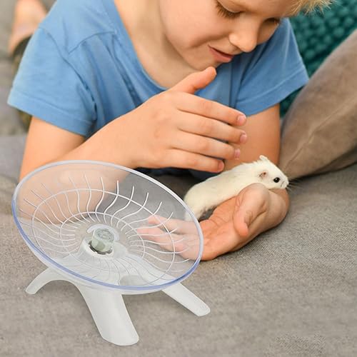Miniatura 3 de Rueda de hámster silenciosa, rueda de ejercicio para hámster, plato volador para hámsters, jerbos, ratones y otras mascotas pequeñas (blanco)