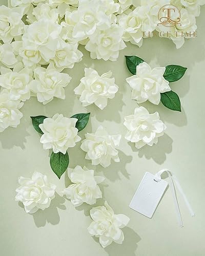 Miniatura 9 de TINGE TIME Flores artificiales, 25 piezas de Gardenia de espuma de color naranja quemado con tallo, flores florecientes falsas para ramos de boda,