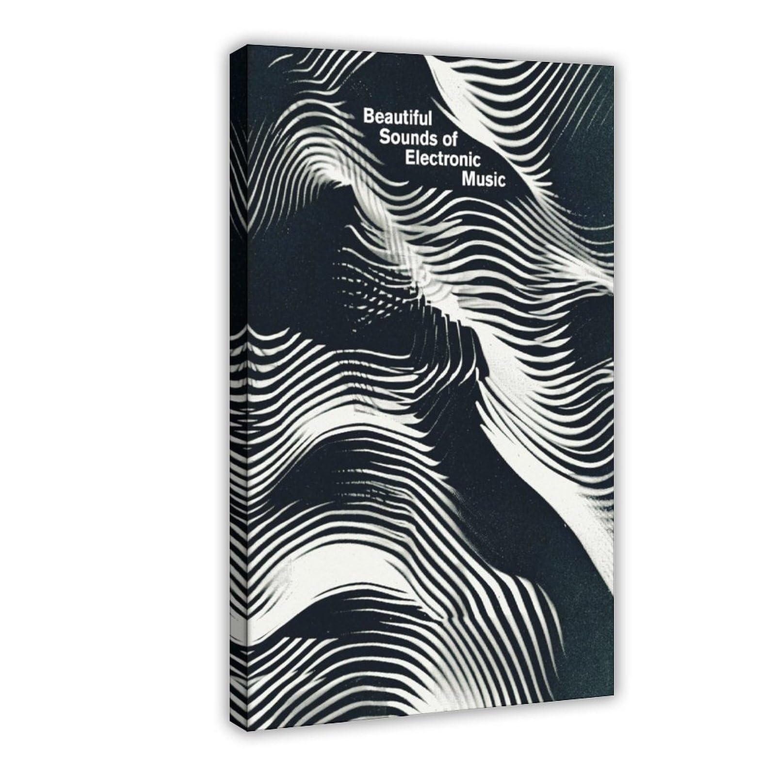 Poster su tela monocromatica con suoni di musica elettronica, decorazione per camera da letto, ufficio, stanza, regalo, 50 x 75 cm
