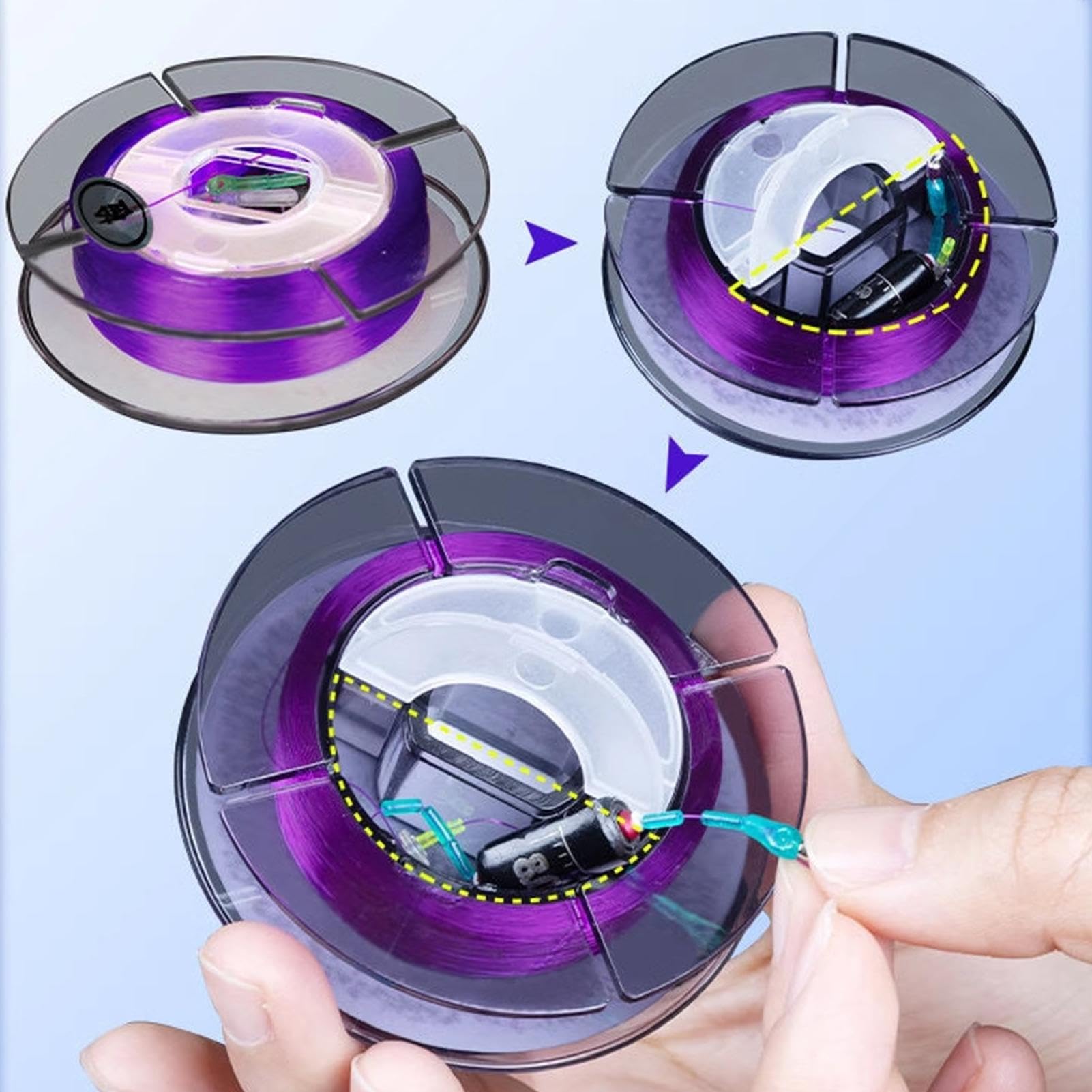 Set di lenze da pescas automatiche per la ricerca del fondo, set di lenze da pescas bobber automatiche pre-annodate da 120 m con galleggiante che cambia colore per acqua dolces e salata