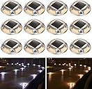 AGPTEK Solar Driveway Lights Outdoor 12 Pack, 2 Color Modes LED Deck Dock Marine Waterproof Driveway Marker Lights for Step Sidewalk Stair Garden Pathway Walkway Yard (Warm White/Cool White)