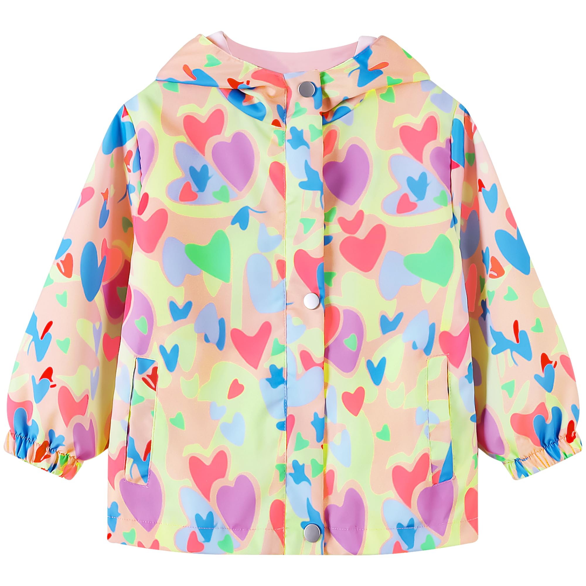 JinBei Enfant Manteaux Imperméable, Animal Imprimé Garçon Filles Veste Coupe Vent à Capuche Blouson de Pluie Léger Respirant Doublé de Doux Outwear Vêtement pour Enfants 2-10 ans