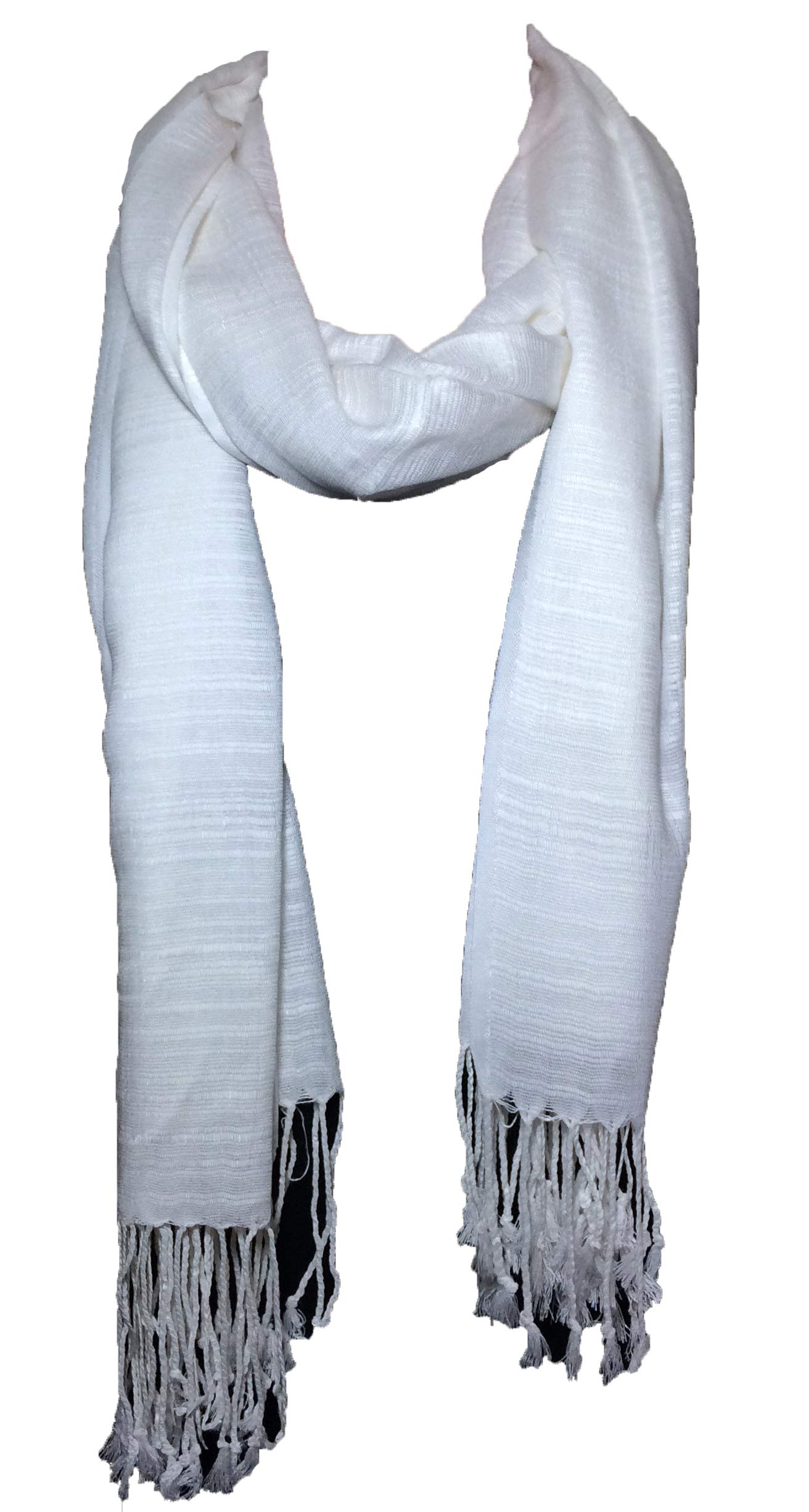 100% Natural Pure Silk Scarf, Solid Color Plain Scarves Soft Winter, White