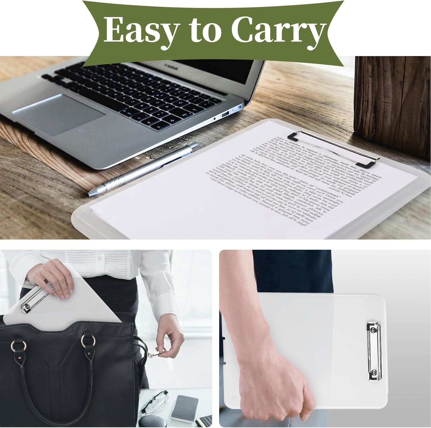 6 Pack Clear Clipboards with Storage, Plastic Storage Clipboard with Low Profile Clip, Clear High Capacity Nursing Clipboard, Heavy Duty Nursing Clipboards for Office, Nurse, 9.4x13.4x0.9 in