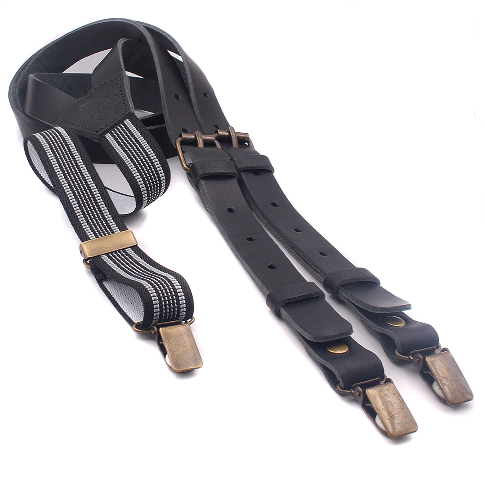 Lederhosenträger für Männer. Cooper Hosenträger für Vintage-Hosen. Lässige Herren Lederhosenträger, retro. Original Herren Hosenträger.