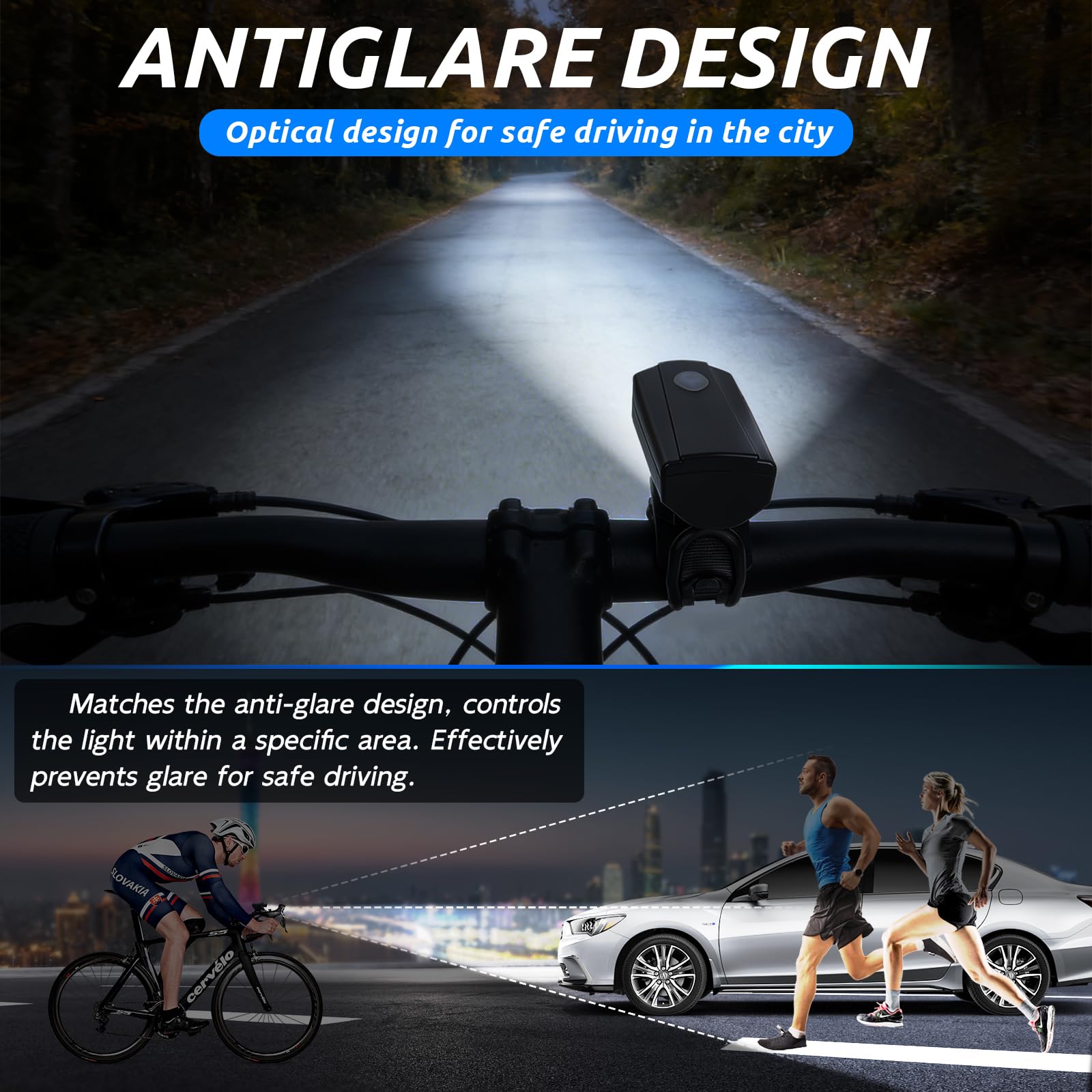 Set Luci Bicicletta LED, Luci Bici Batteria, Impermeabile IPX5 Luce Bici Anteriori e Posteriori, 3+2 Modalità di Illuminazione Luce Bici per I'equitazione Notturna, Campeggio