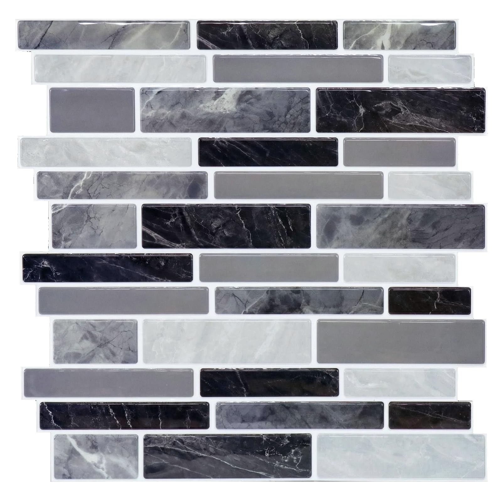 Photo 1 of 10-Sheet Peel and Stick Backsplash Waterproof Oil-Proof Wall Tiles for Kitchen & Bathroom, Easy Install Self-Adhesive Wall Tiles, Removable Stick-On Backsplash for Kitchen Stove & Walls