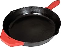 Vista 2 de Crucible Cookware Juego de sartén de hierro fundido de 12 pulgadas (pre-sazonado), incluye soportes grandes y de silicona para mango caliente Uso