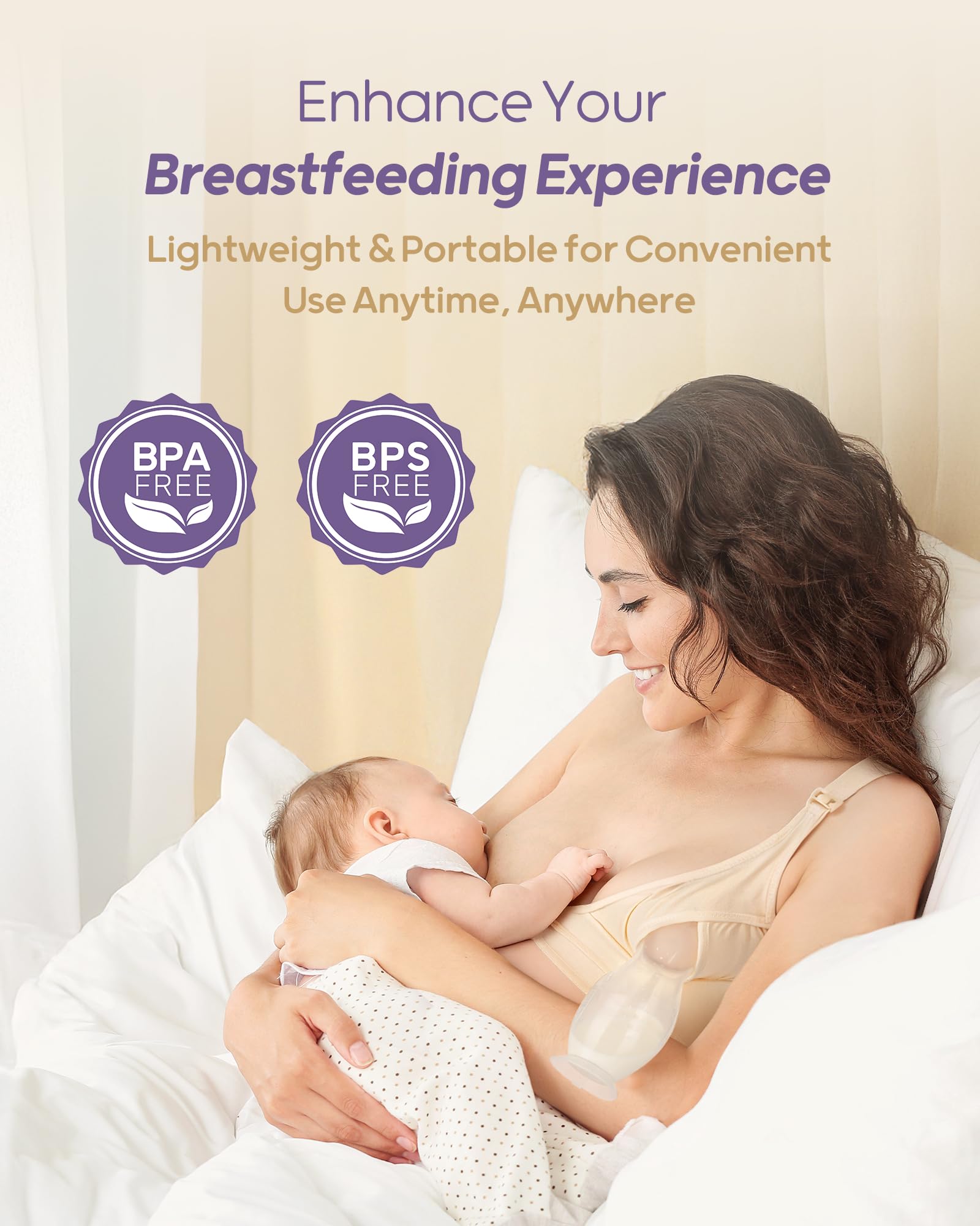 Nuliie Silicone Manual Breast Pump with Leak-Proof Lid & Suction Cup, 4oz/120ml BPA-Free, Wearable Hand Pump Breastmilk, Breast Milk Collectors for Breastfeeding Essentials, Includes Cleaning Brush