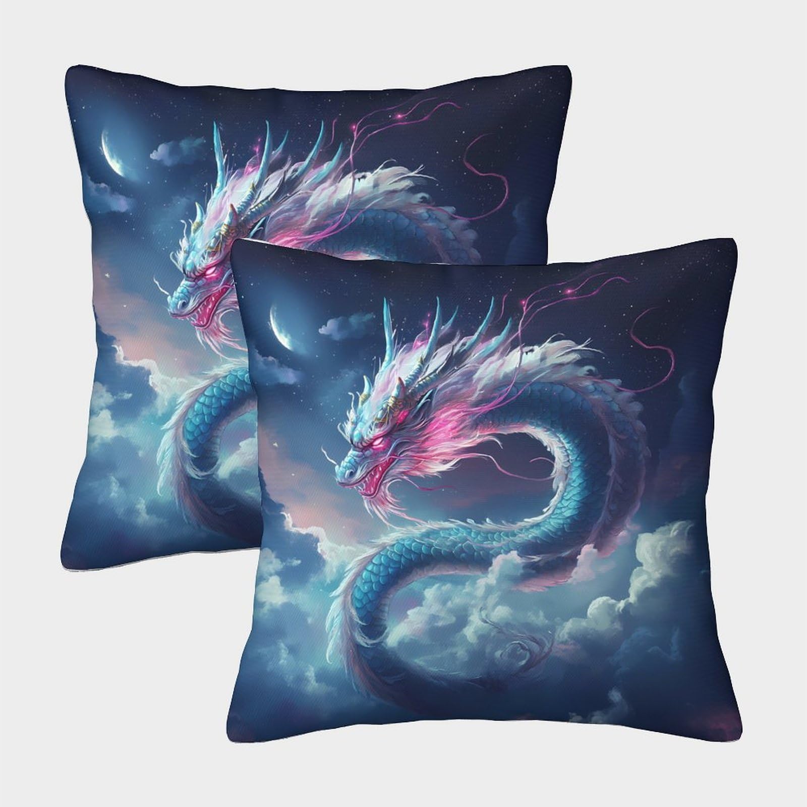 QFVANSIYO Fantasy Dragon 3D Printed Pillowcase Microfiber Bedroom Decor Mystic Dragon Pillow Cover Breathable for Home Bed 45x45cm