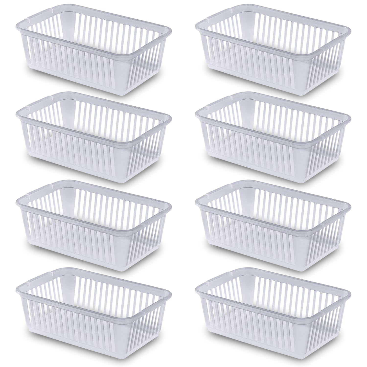 25cm Little Plastic Handy Baskets for kitchen Mini Size Storage Basket (Clear, Pack of 8)