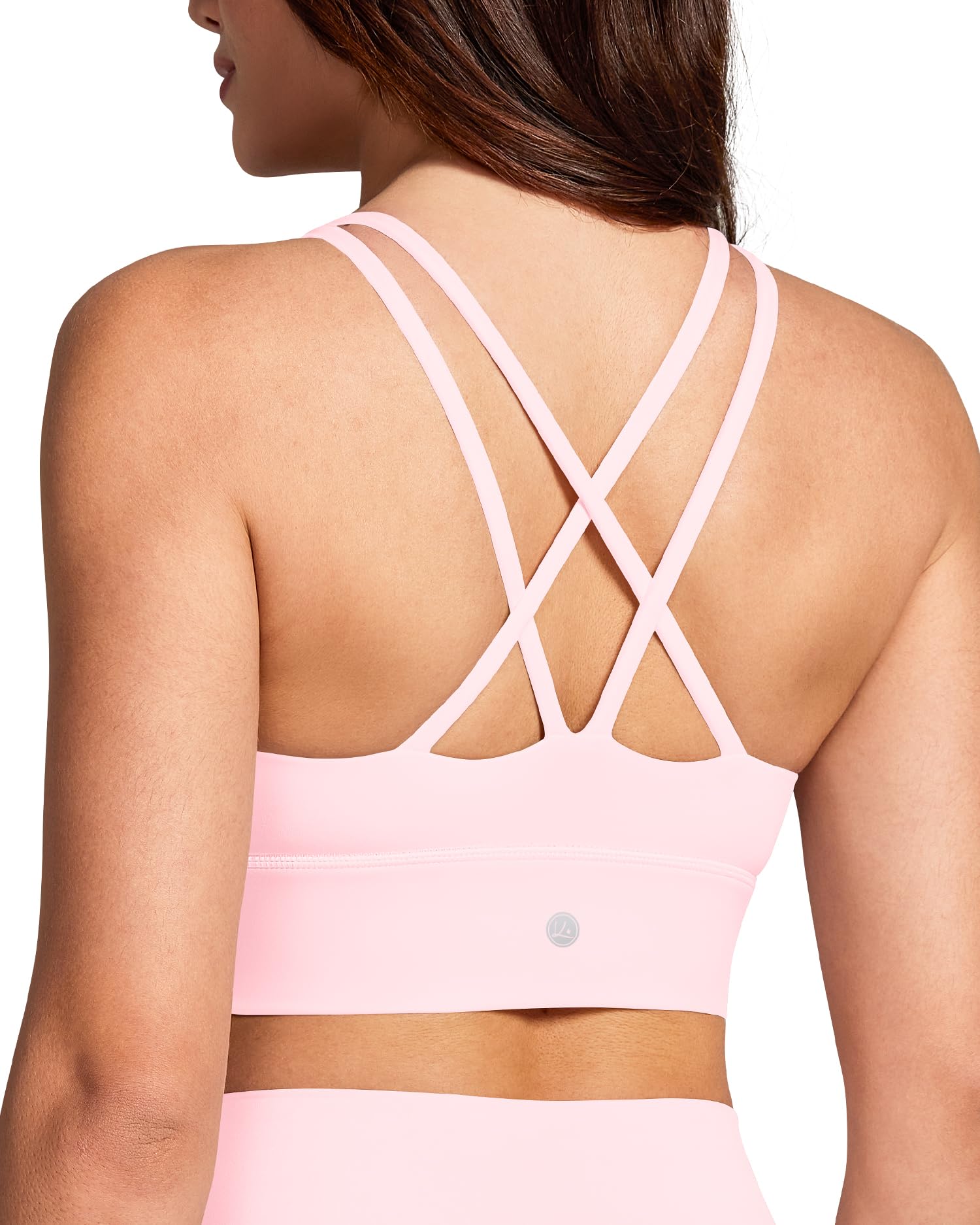 Queenie Ke BareLuxe Sports Bras for Women Padded Medium Support for Yoga Cross Back Strappy Square Neck Workout Tops — view 11
