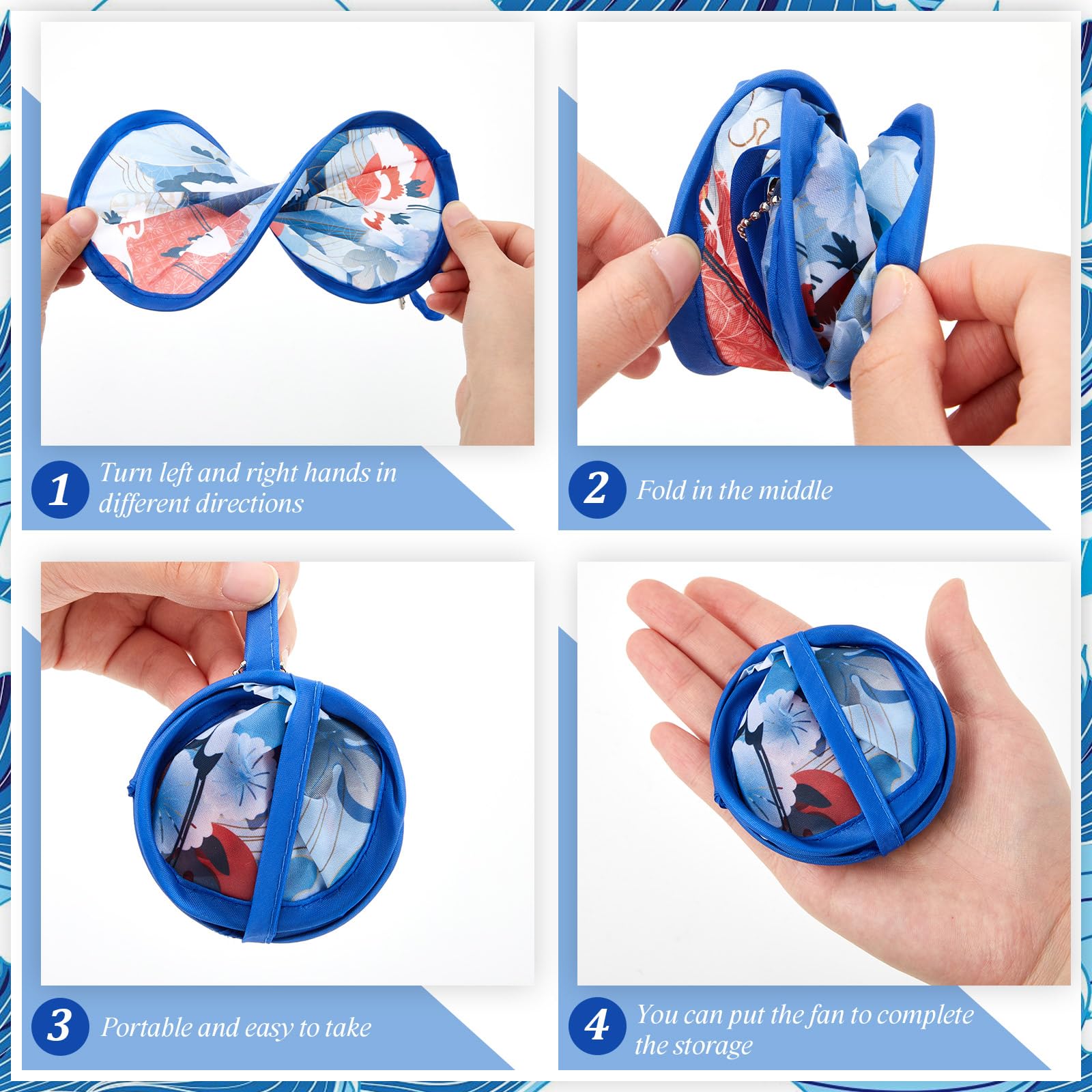 ZXTGBQ 8 Pièces Éventail Rond Pliable, Mini Eventail De Poche, Petit