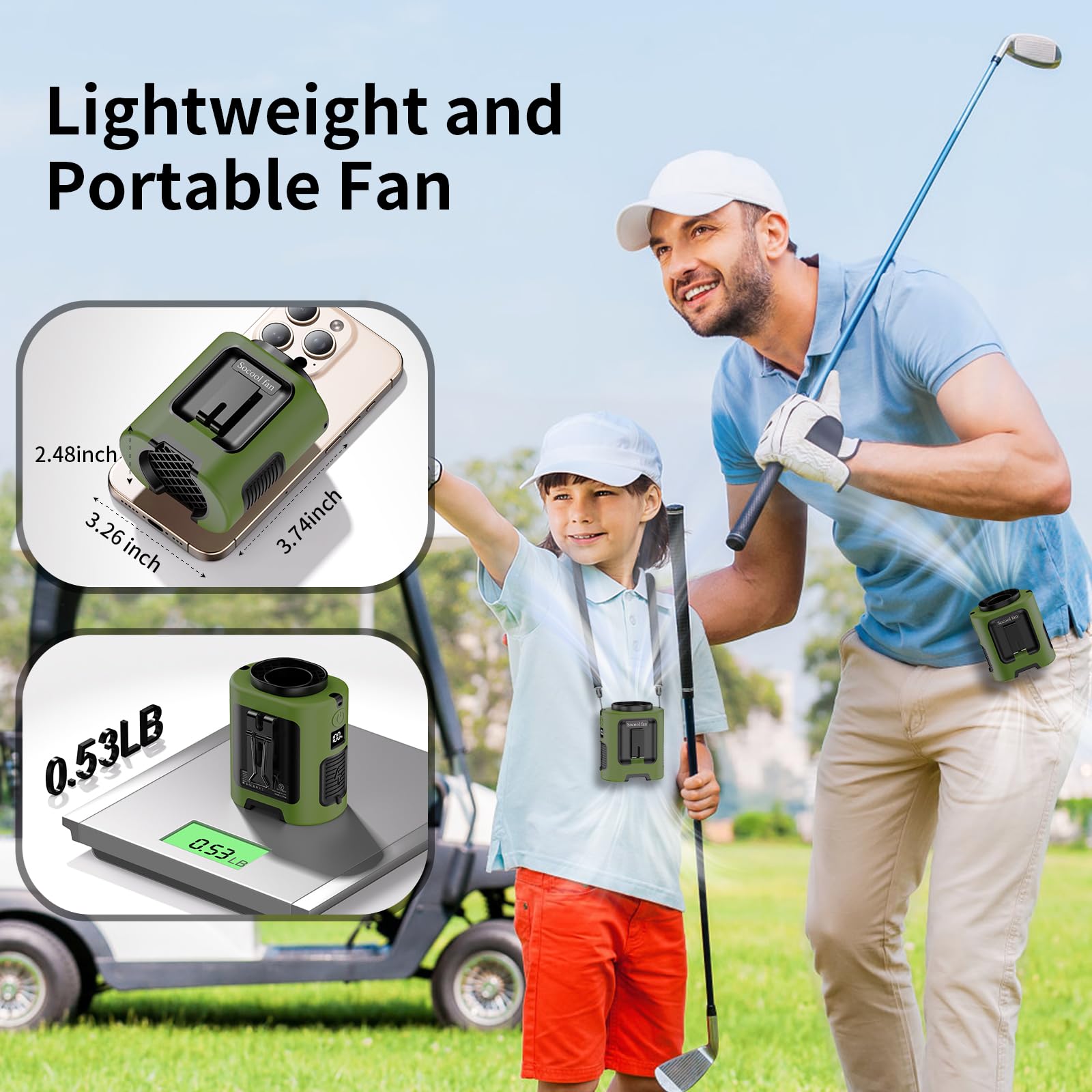 Socool Portable Waist Fan Clip on Wearable Belt, Mini Personal Fans Rechargeable, 4 Speeds 13000RPM, 25H Cooling Shirt Fan Battery Operated, Neck Fan Hanging for Outdoor Camping Travel Jobsite
