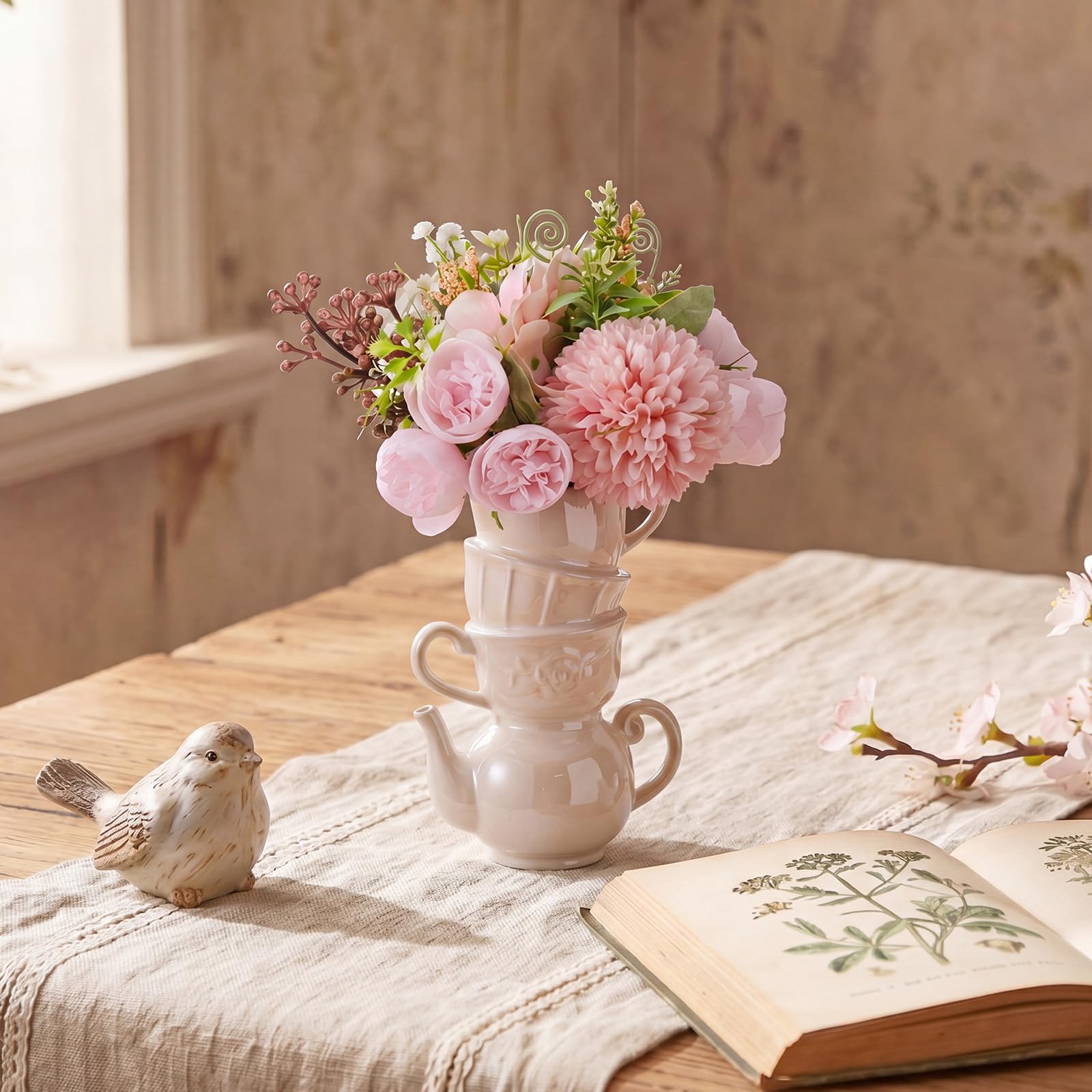 Amazon.com: Tioncy Mini Pearlescent Teacup Bud Vase 6