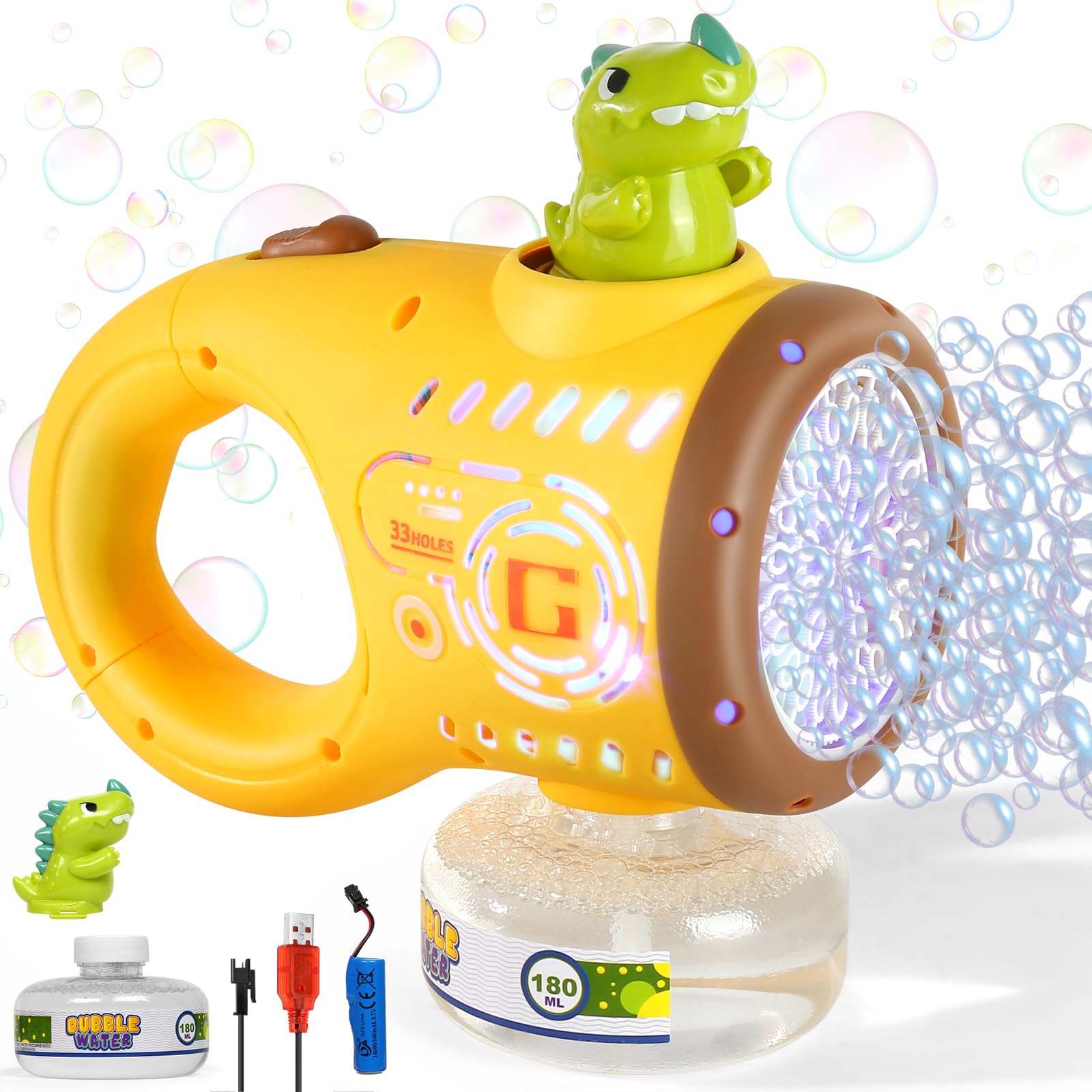 Dolanus Bubble Guns for Kids, Bubbles Gun Blaster Blower Maker Machine for Boys & Girls, Birthday Gifts for Ages 3 4 5 6 7 8 Year Old Boy, Cool Outdoor Dinosaur Toys for Toddlers