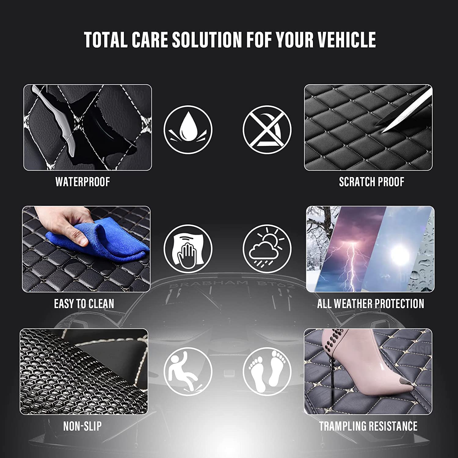 HARIN Copertura Totale Auto Tappeti per Toyota Yaris Cross 2021-2023, Antiscivolo Impermeabile Resistente Inodore Car Mats Lavbile Accessori Auto,A/Black