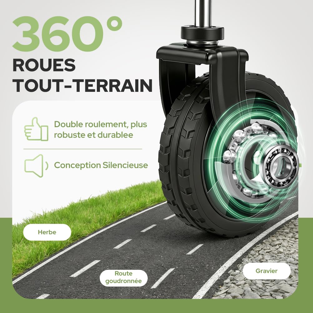 SLIDBEAT Chariot Pliable et Léger - 120L Capacité, pour Camping Courses Jardin Peche, Chariot de Transport Tout Terrain avec Roues 360° Démontables et Toile Lavable (2 Porte-Gobelets)