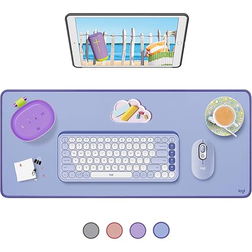 Logitech Desk Mat - Studio Series, Multifunctional Large Desk Pad, Extended Mouse Mat, Office Desk Protector with Anti-Slip Base, Spill-Resistant Durable Design, in Lilac