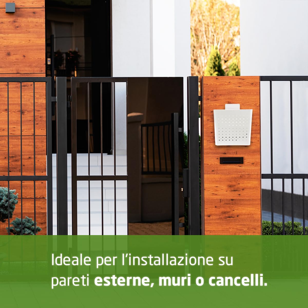 Amig - Cassetta postale - Cestino Pubblicitario con Griglia Frontale - Per propaganda - Per Pareti Esterne o Pareti di Portali o Ingressi - Acciaio - Bianco - 32 x 36 x 19 cm
