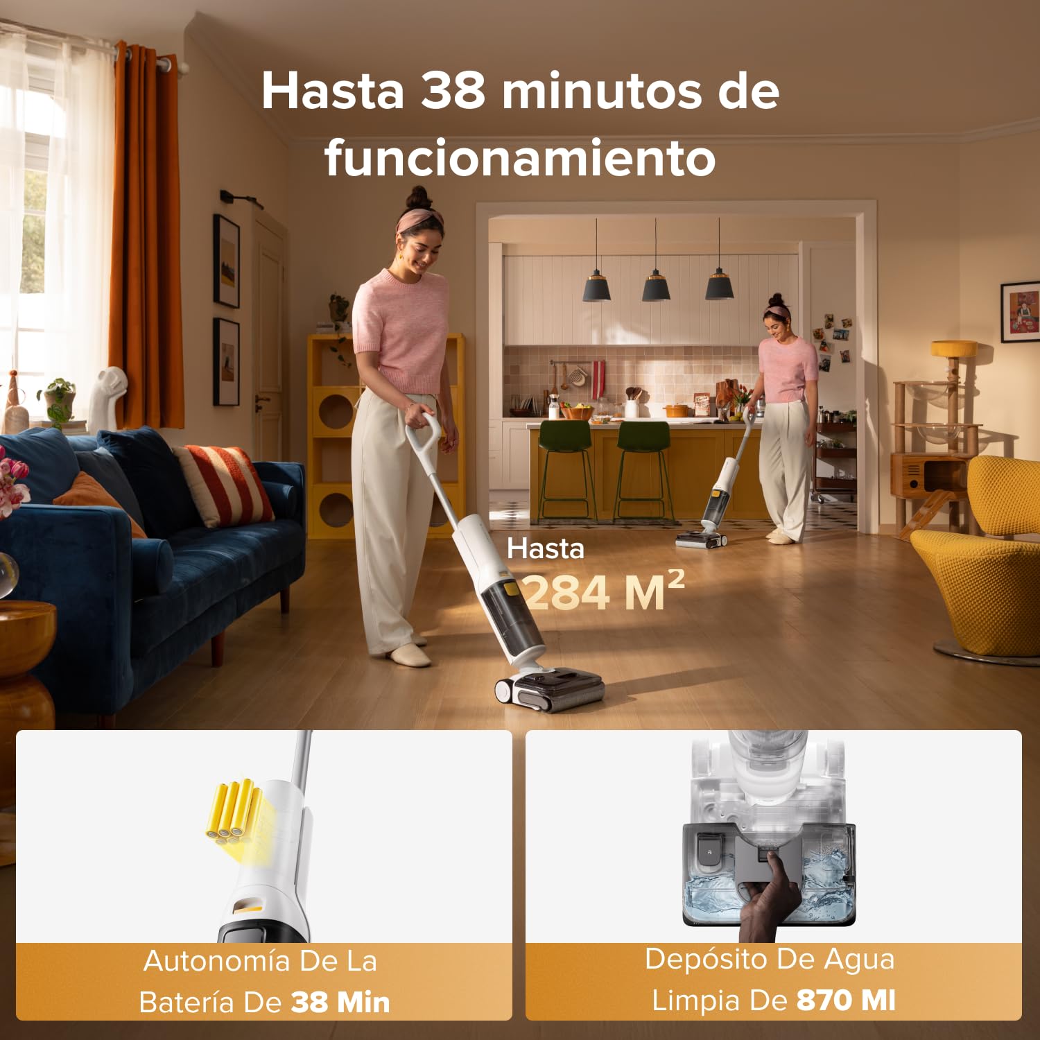 roborock F25 GT Gen 2 Set aspiradora en seco y húmedo, aspiradora-fregona de 20 000 Pa, diseño de 180°, autolimpieza a alta temperatura de 90 °C con secado automático, anti-enredos, ruedas optimizadas