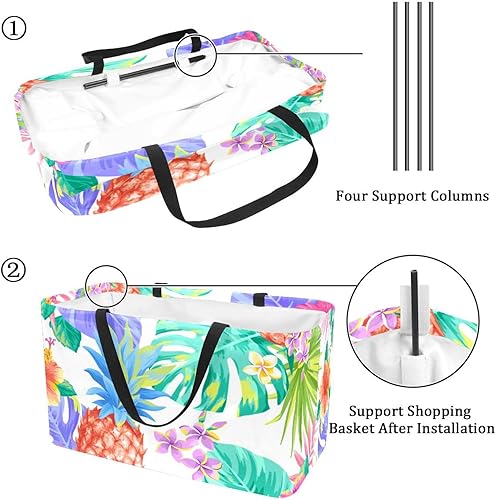 Miniatura 3 de Bolsa de compras reutilizable para comestibles, bolsa de compras grande, plegable, para almacenamiento, ropa de picnic, brillante, colorido,