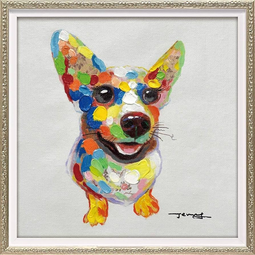 Amazon.co.jp: 絵画 オイル ペイント アート「カラフル コーギー（S