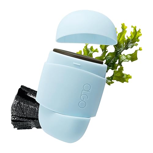 Marine Shampoo Stick Starter Kit 1 estuche + 1 recarga (2.8 oz)  Champú sólido sin jabón para cuero cabelludo con enfriamiento  uva marina, algas,