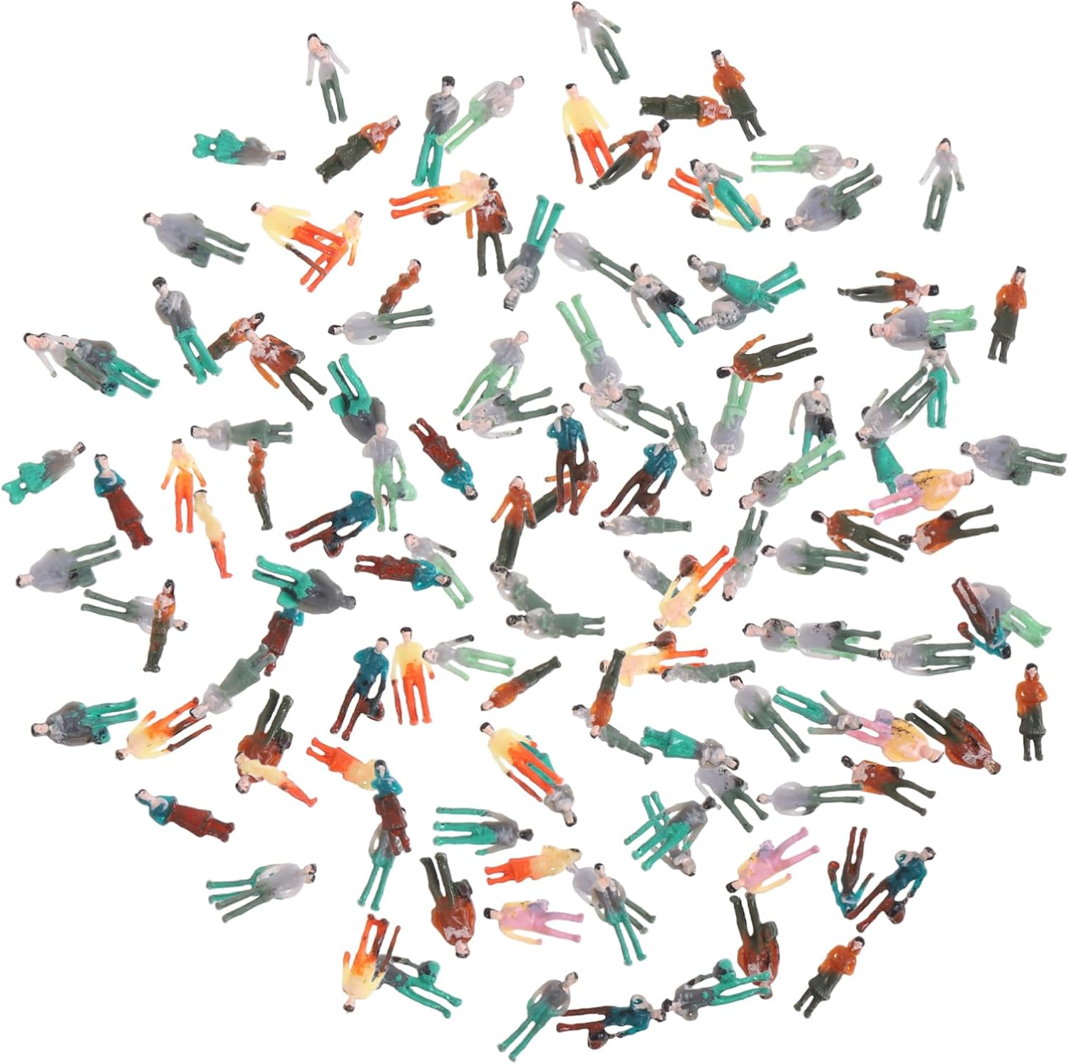 Uonlytech 100pcs Scale Assorted Poses Model Figures for Architectural Layouts and Model Train Scenes