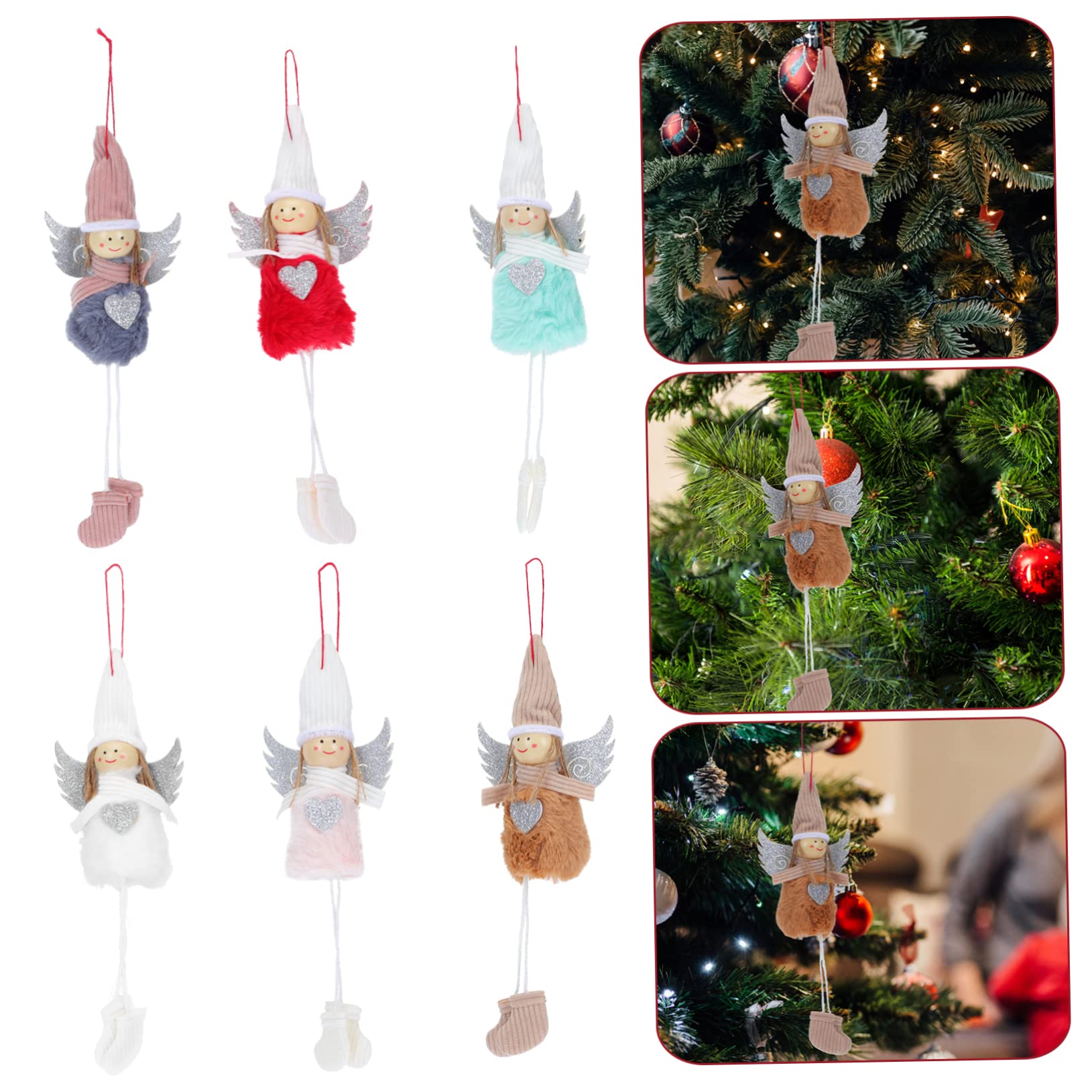 TOPBATHY 3 Juegos Colgante Ángel De Navidad Luces Led para Arbol De Navidad Decoraciones De Fiesta De Hadas Muñecos Navideños Christmas Tree Ángel Muñeca Colgantes Algodón 6 Piezas * 3