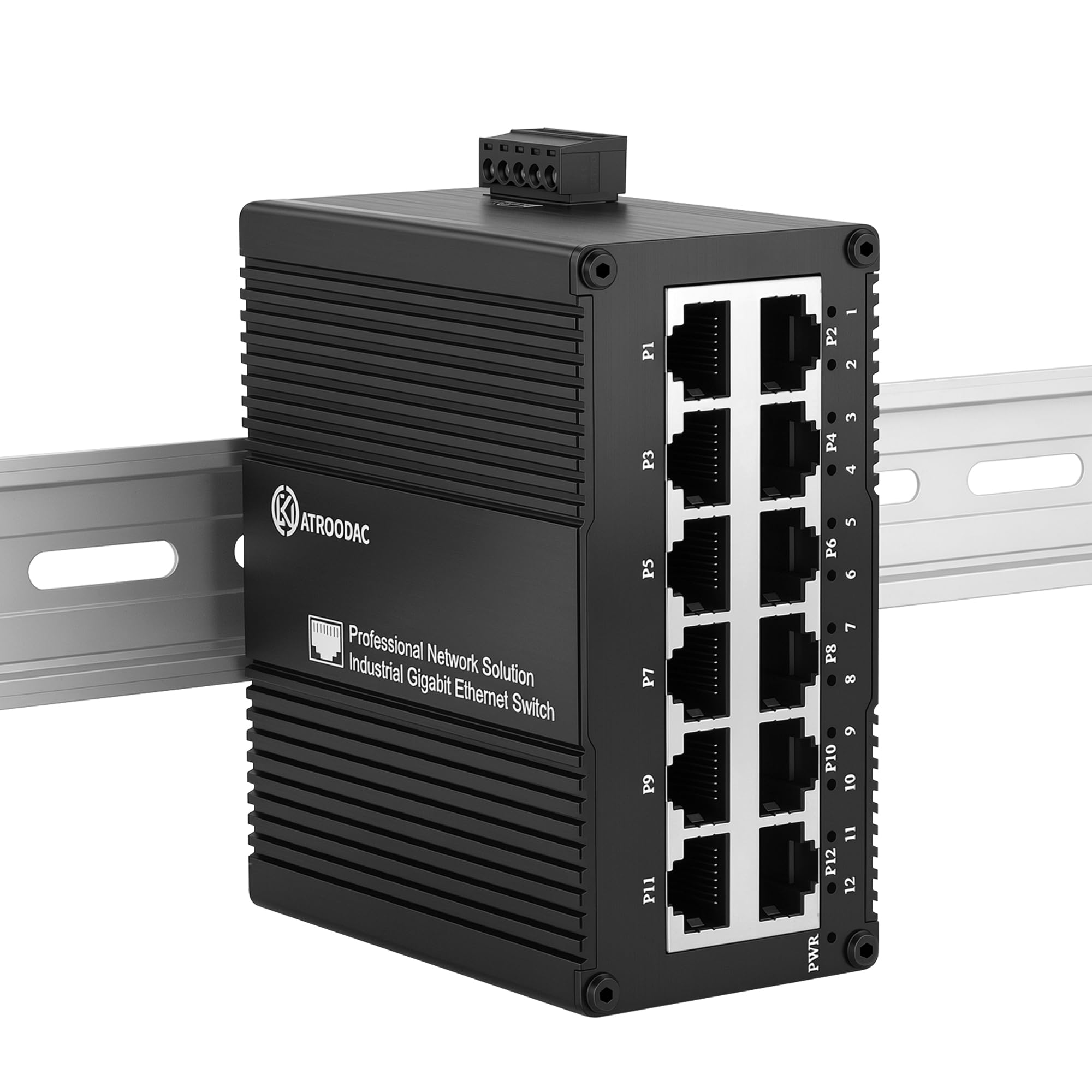 Switch Gigabit Mini Ethernet a 12 porte Switch di rete non gestito ad alta efficienza energetica Ottimizzazione del traffico Splitter Ethernet IP40 Robusto metallo Montaggio a parete 20Gbps