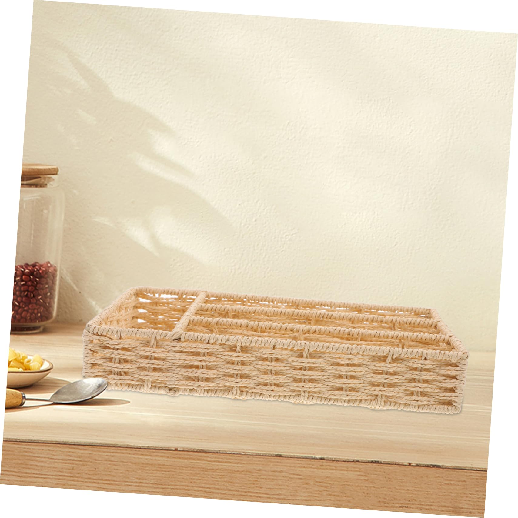 Cabilock Organizador de Cubiertos Tejido Beige para Cajón de Cocina