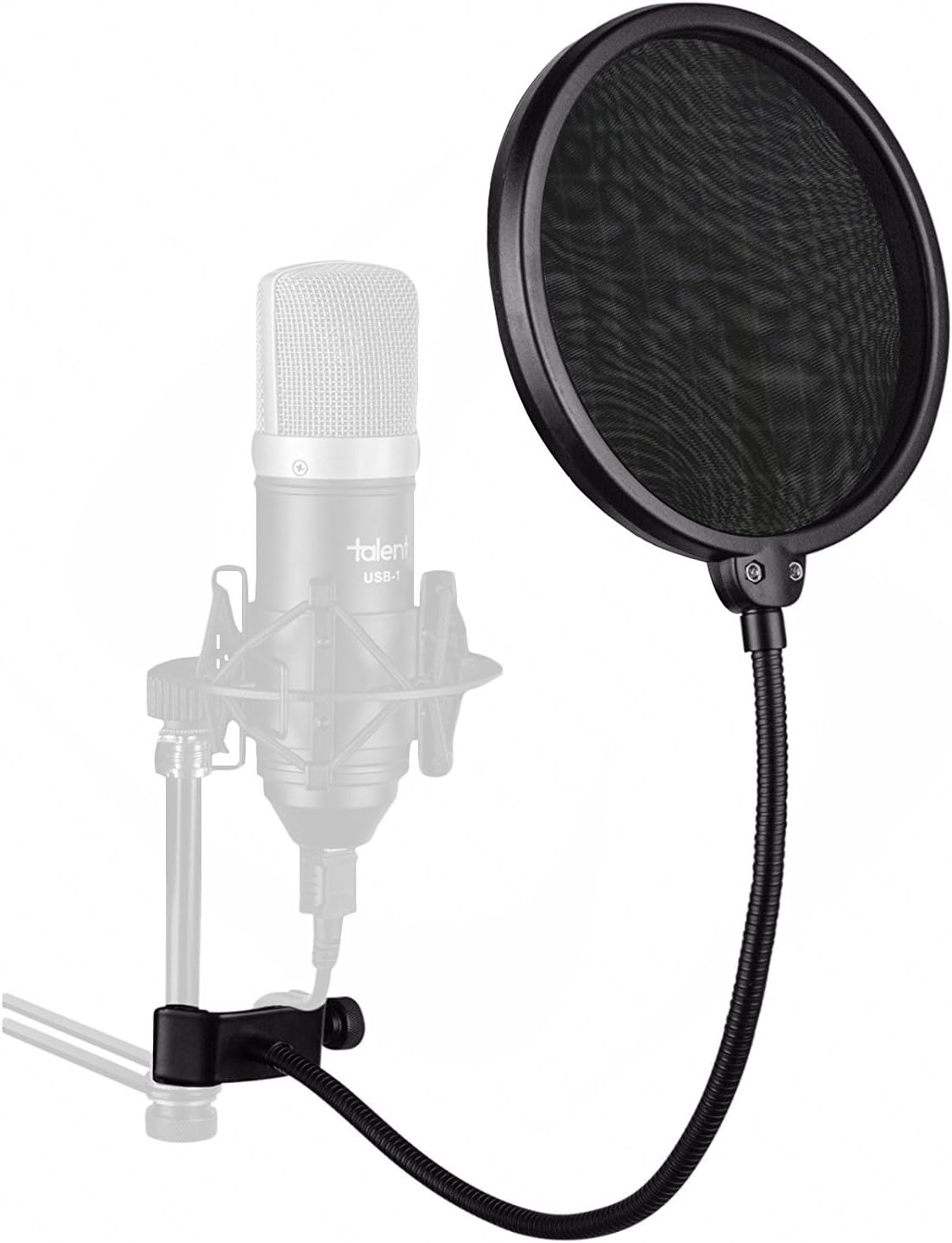 Juarez Pf-100 6-Inch Studio Microphone Pop Filter Shield Mask, Double Mesh Wind Screen With 360° Flexible Gooseneck And Quick Mount Or Release Clamp