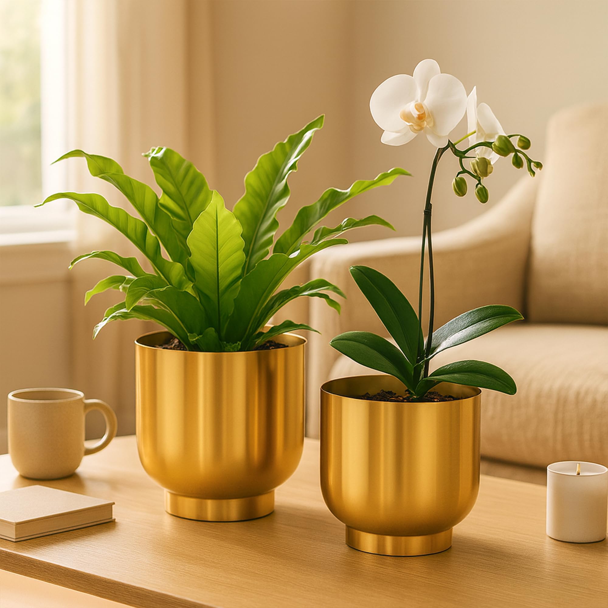 Metallic Miniature Planters - Gold Set of 2 -10