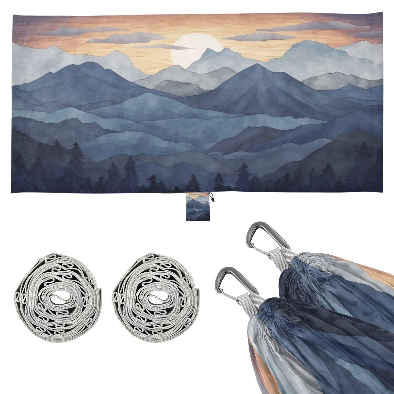 Haskirky Blue Marble Camping Hammock, Single Portable Hammocks with Tree Straps & Attached Carry Bag, 330Lbs Capacity Perfect for Outside Indoor Hiking Beach Backpack Travel